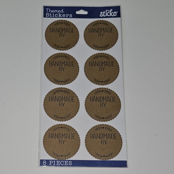 NEW Sticko Handmade By 8 Stickers Brown Rustic American Crafts - Picture 1 of 4